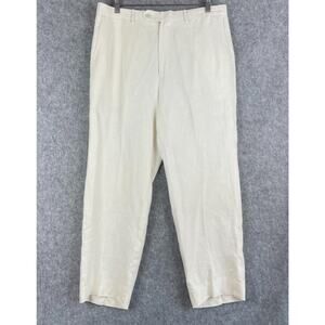 Bachrach Linen Pants Mens 36x29 Ivory Cream Trouser Relaxed Lined Resort Coastal